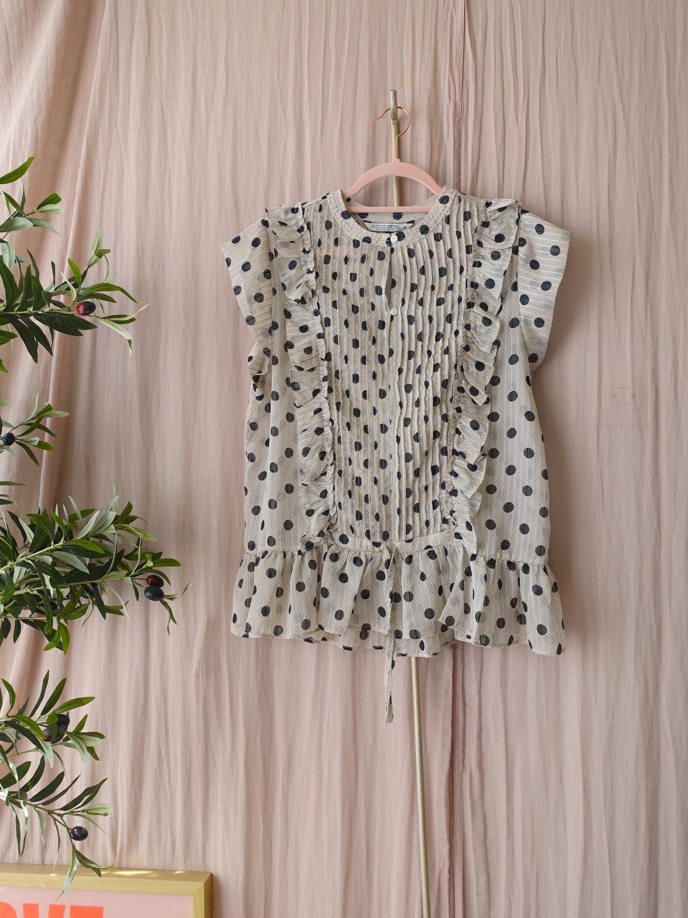 Summum Woman polkadot ruches top ecru