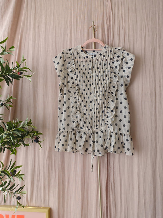 Summum Woman polkadot ruches top ecru