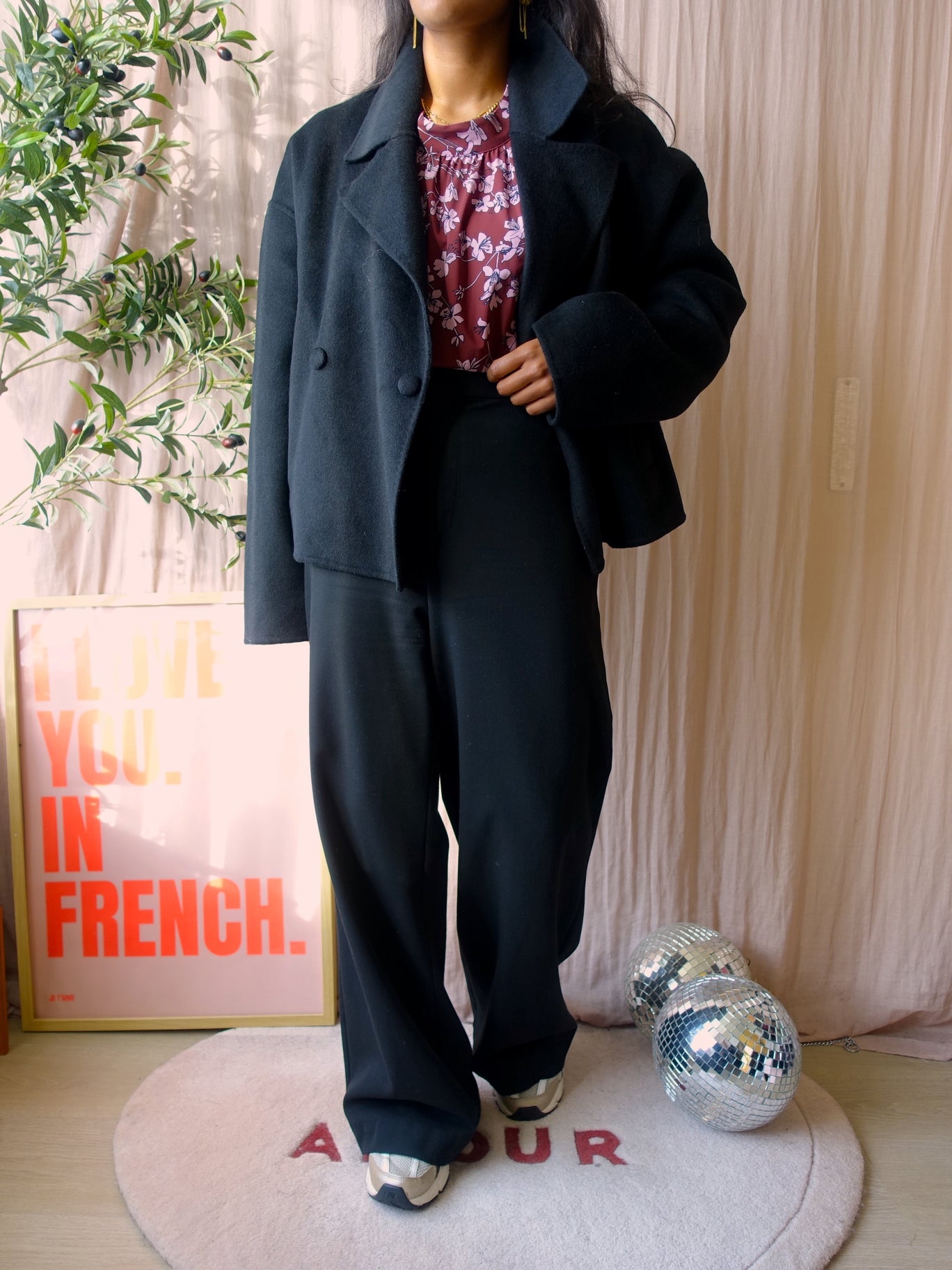 Summum woman classic short wool coat zwart