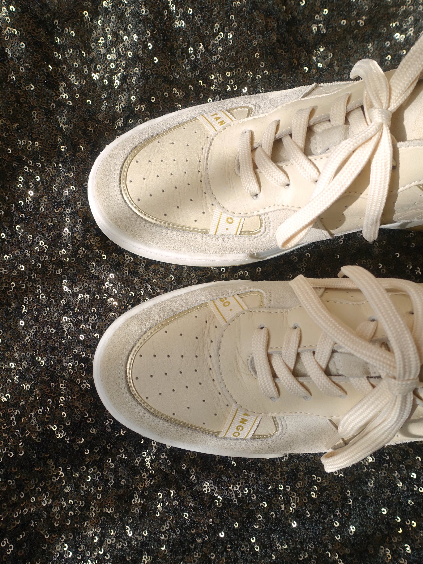 Tango leather & suede sneakers beige tones