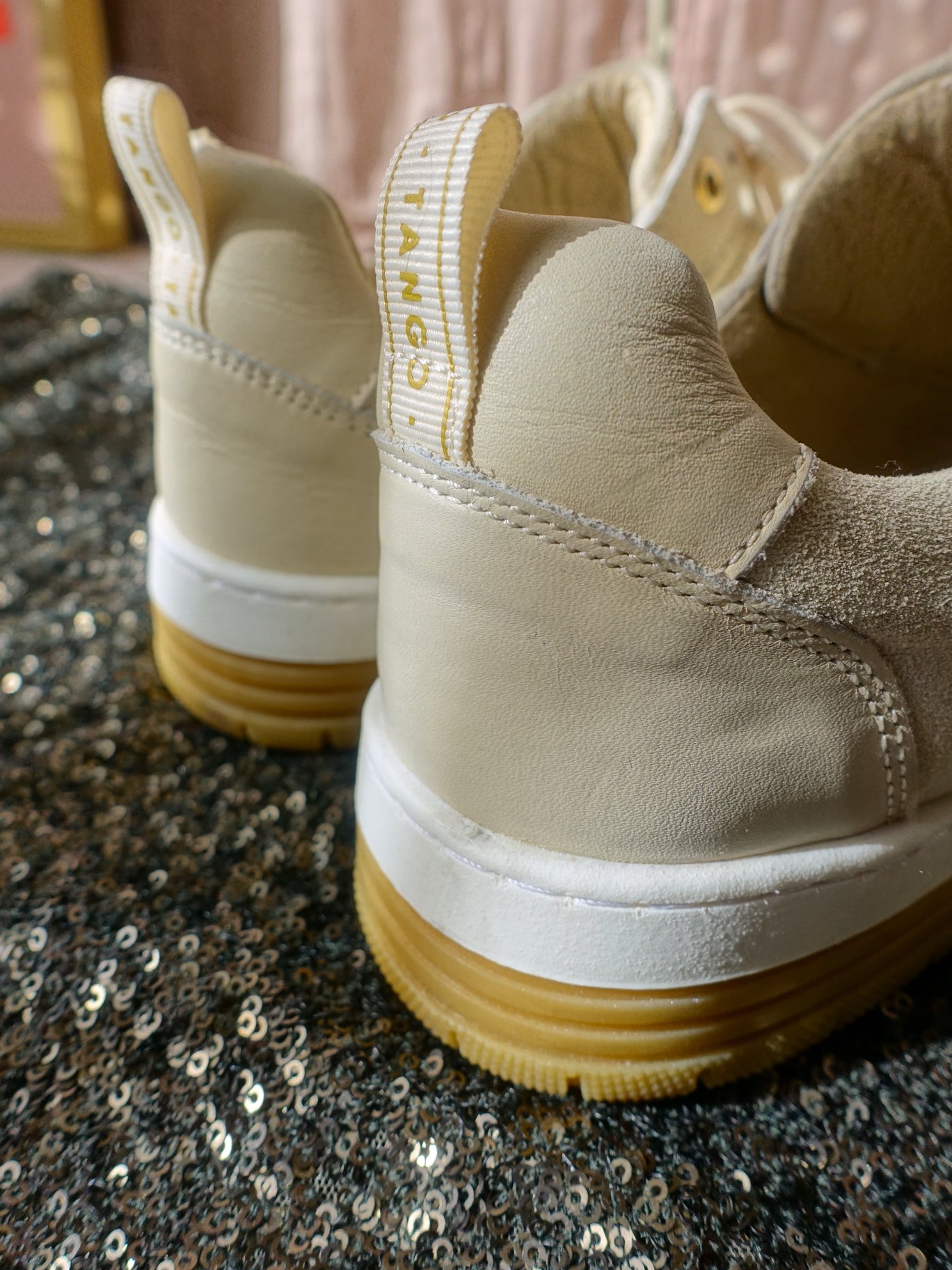 Tango leather & suede sneakers beige tones