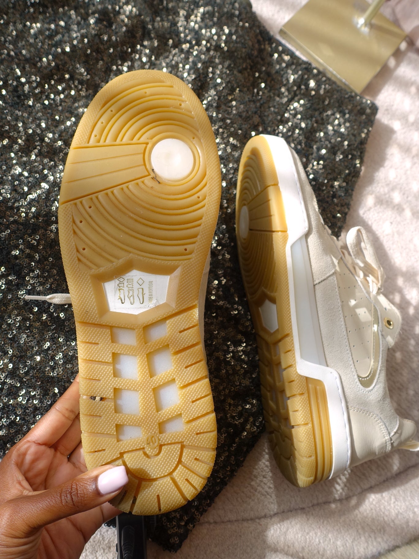 Tango leather & suede sneakers beige tones