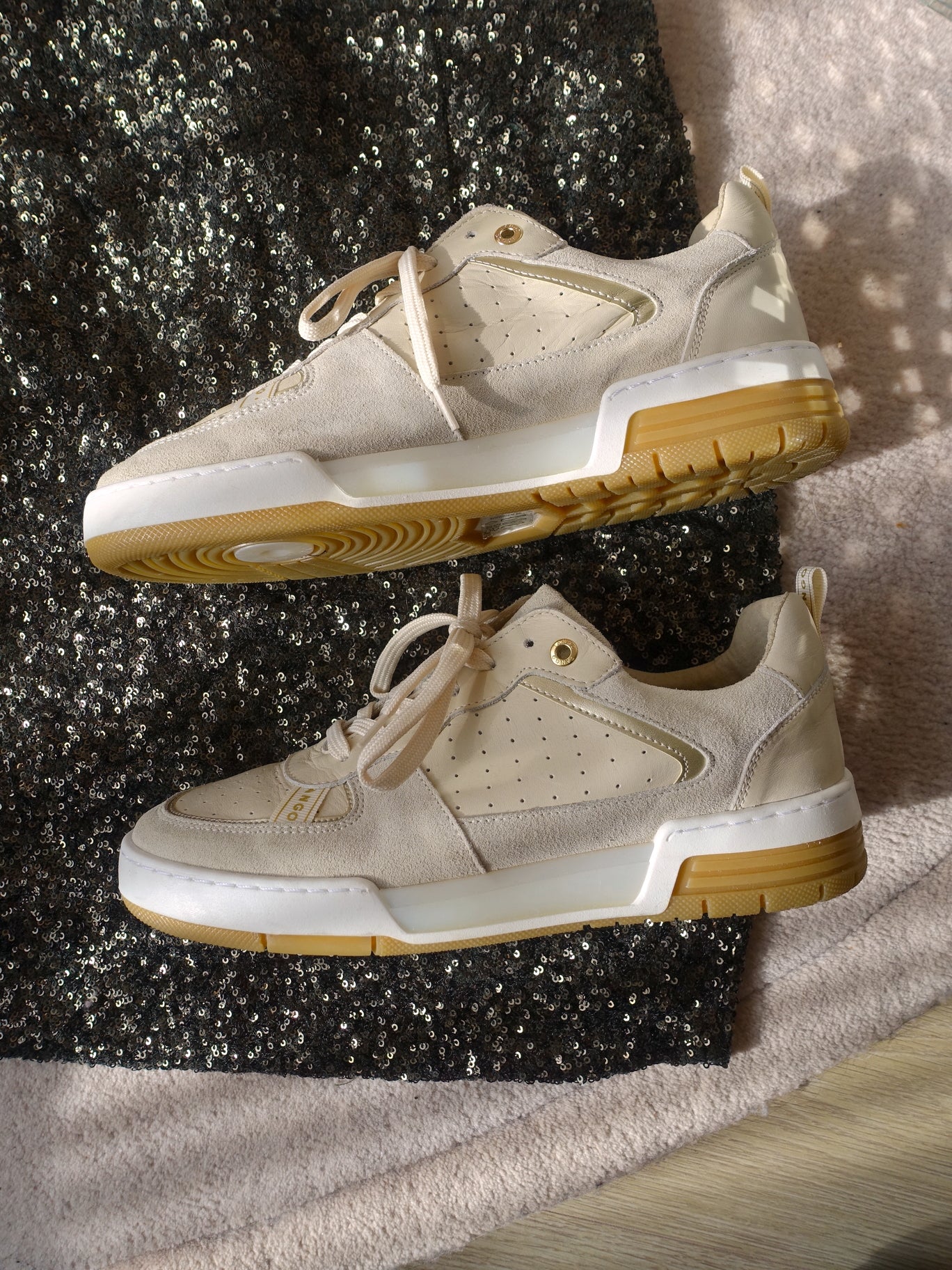 Tango leather & suede sneakers beige tones