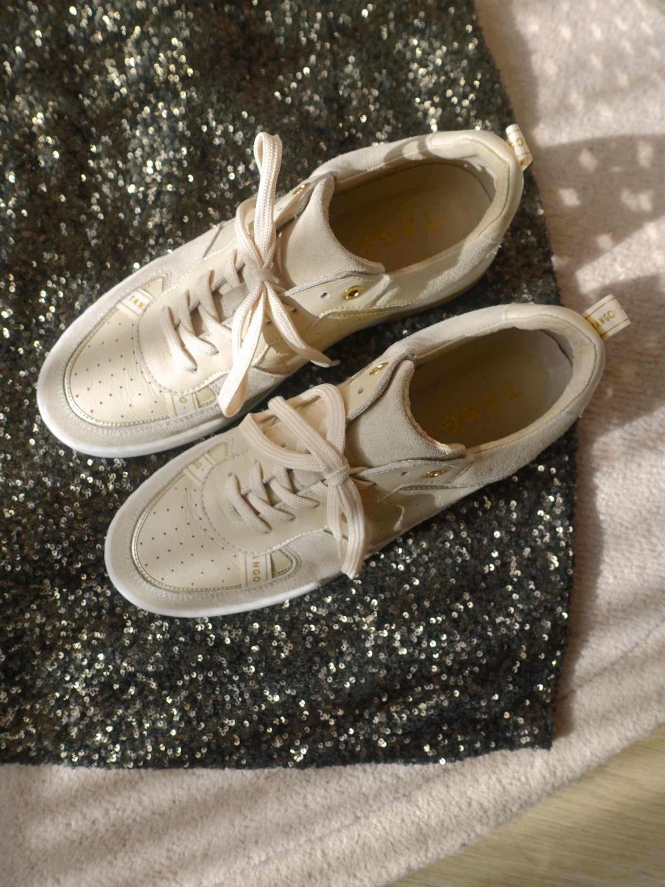 Tango leather & suede sneakers beige tones