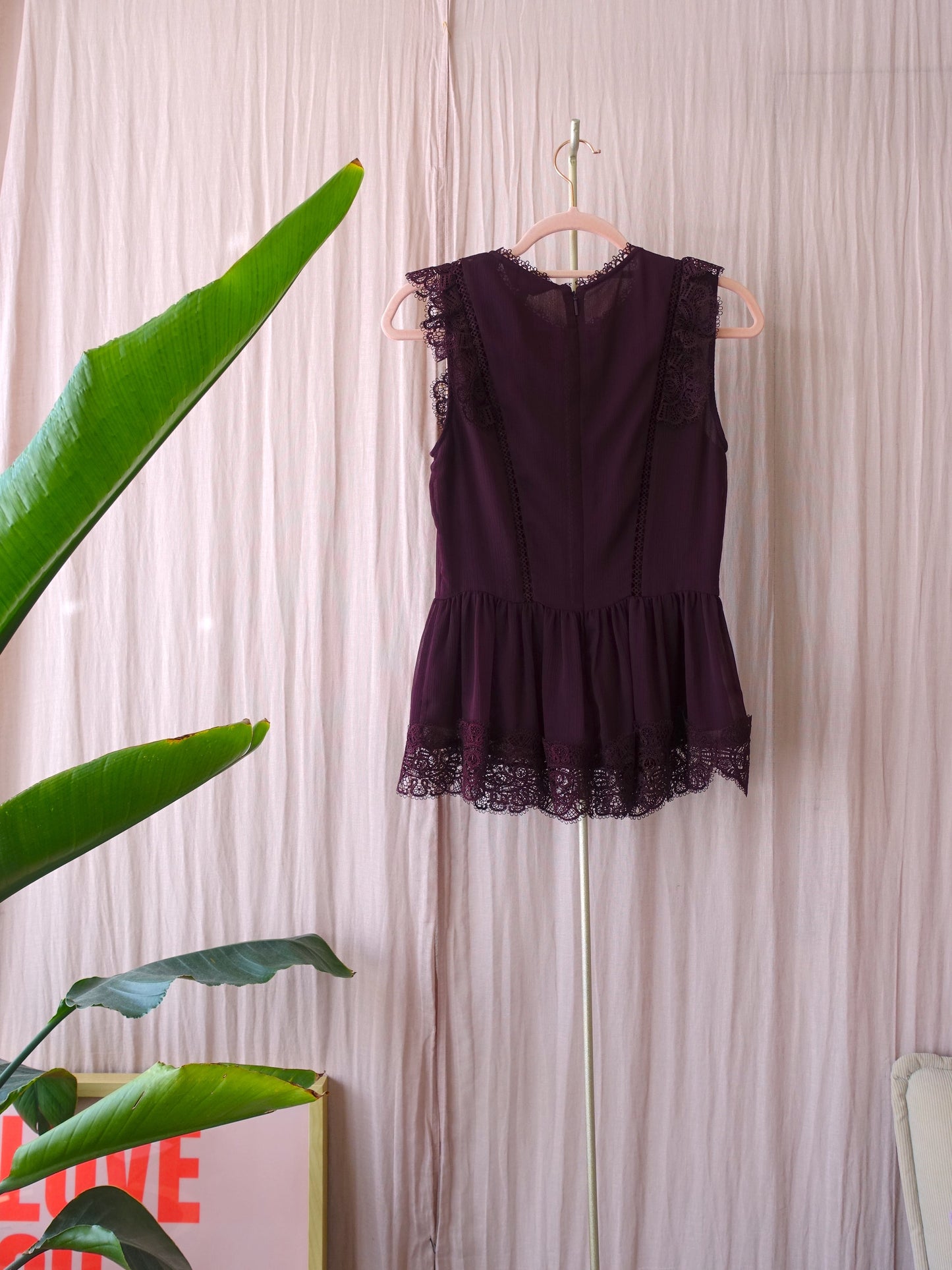 Ted Baker omarri peplum lace ruffle top plum