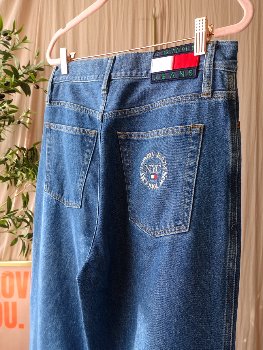 Tommy Hilfiger claire embroidered high rise wide leg jeans