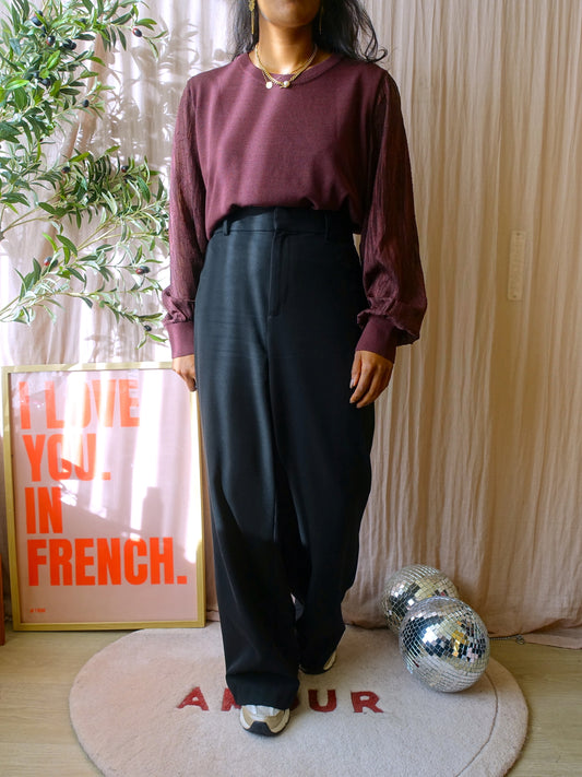 Tramontana lurex sleeve knit winetasting burgundy