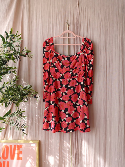 Reiss back detail floral jurk coral paradise