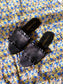 Twinset leather ruffle slippers zwart