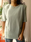 Twist & Tango shoulder padded organic cotton tee sage green