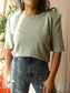 Twist & Tango shoulder padded organic cotton tee sage green