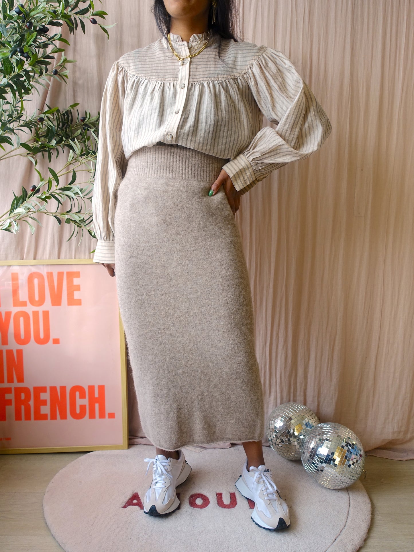 MbyM pinstripe ruches top malakai ecru