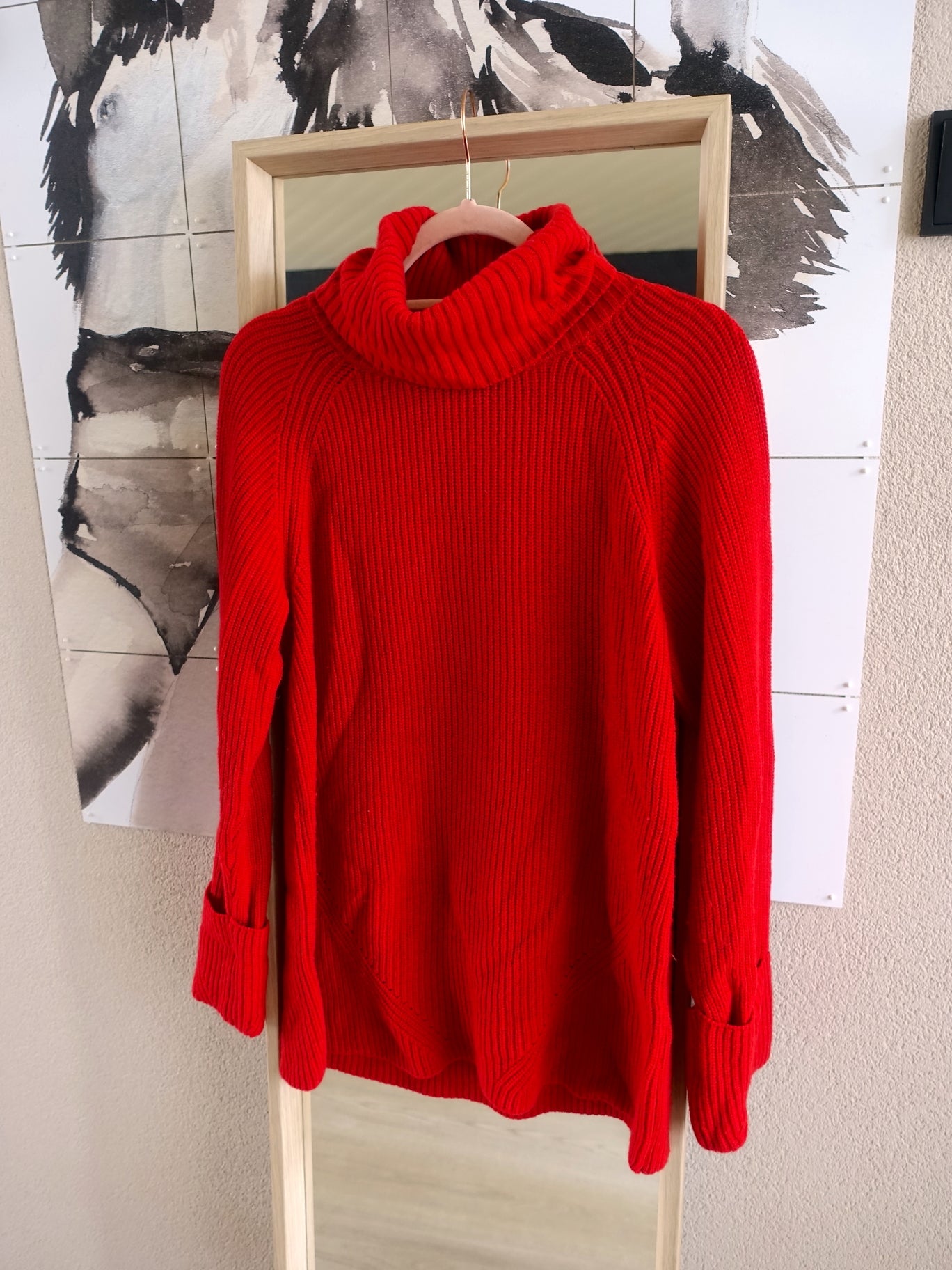 Vanilia cashmere & wool turtle neck knit cherry red