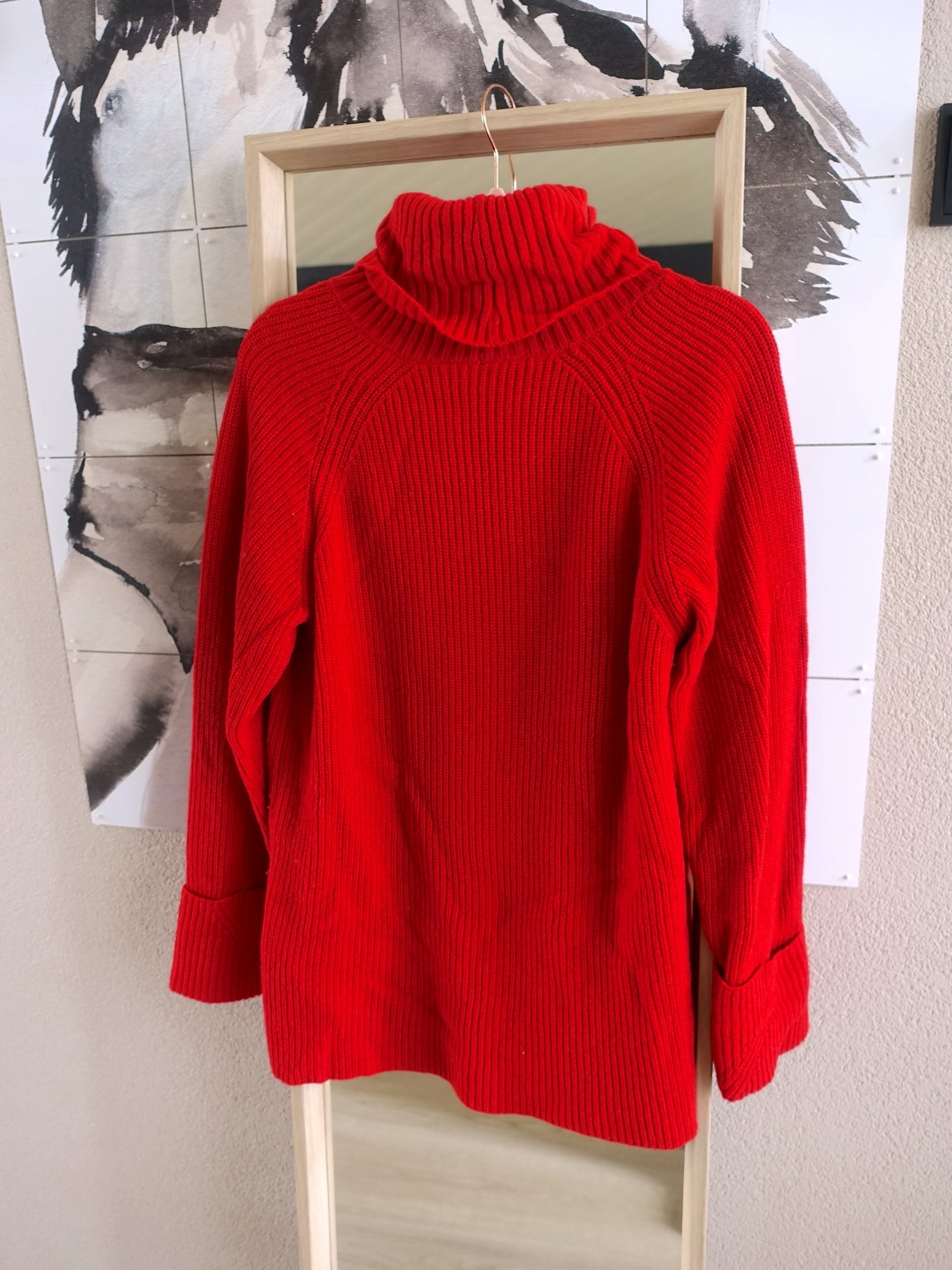 Vanilia cashmere & wool turtle neck knit cherry red