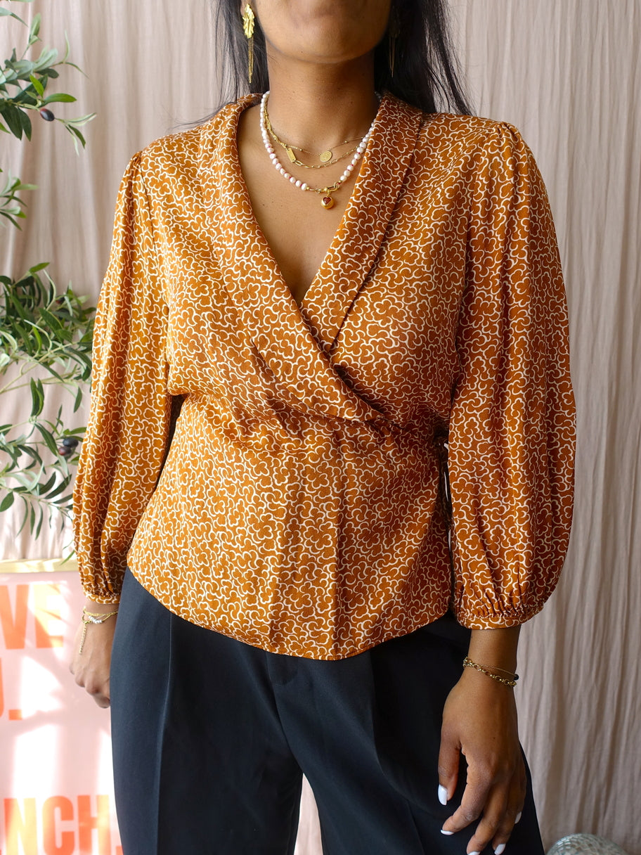 L.K. Bennett zazou wrap top caramel