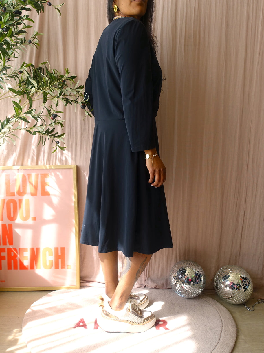 LaDress premium travel quality midi jurk jet black