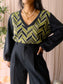 King Louie knitwear lurex pullover zwart / moss