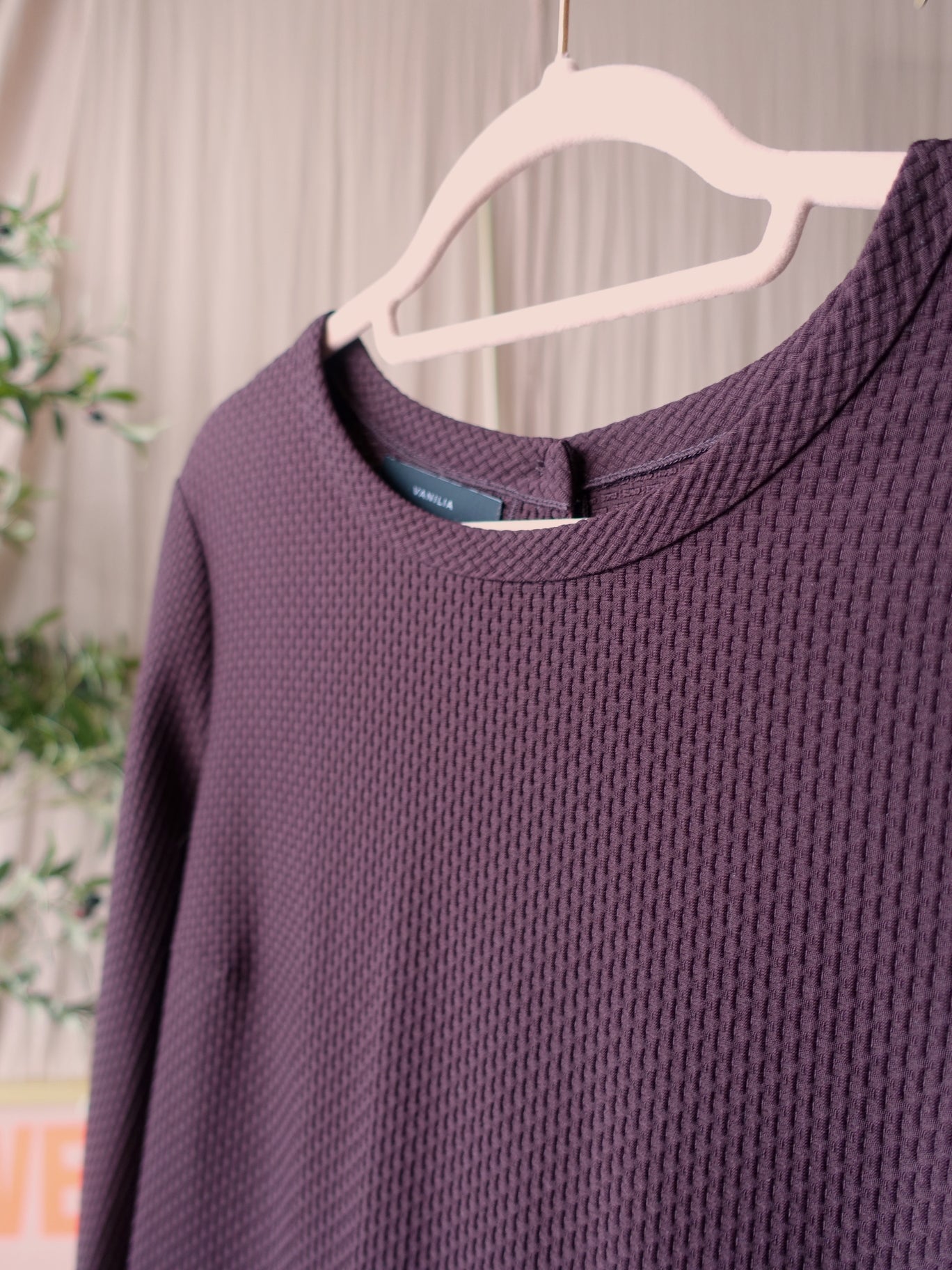 Vanilia waffle structured midi jurk winetasting plum