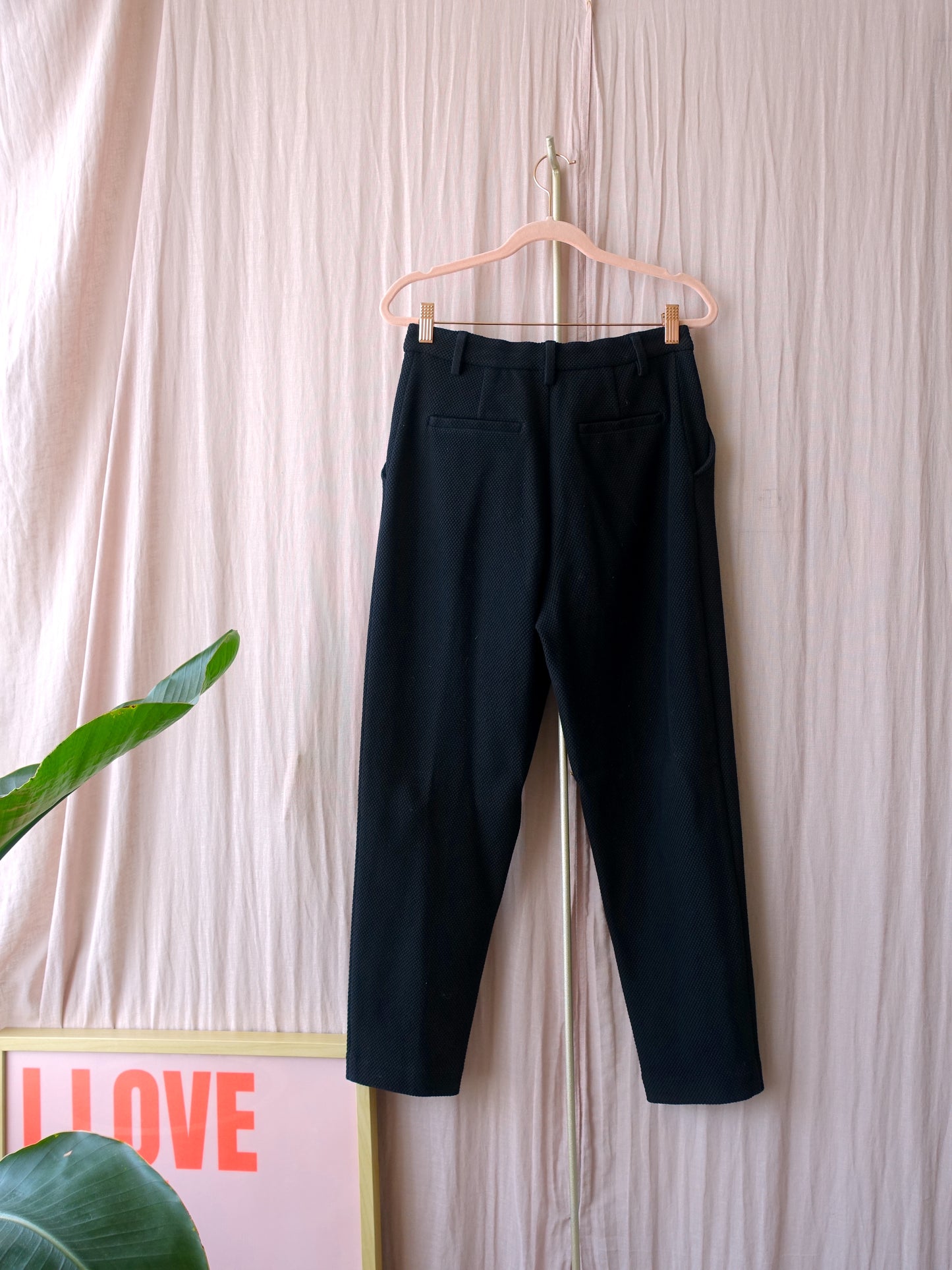 Vanilia waffle structured pants jet black