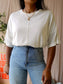 Vanilia sheer knit tee marshmallow