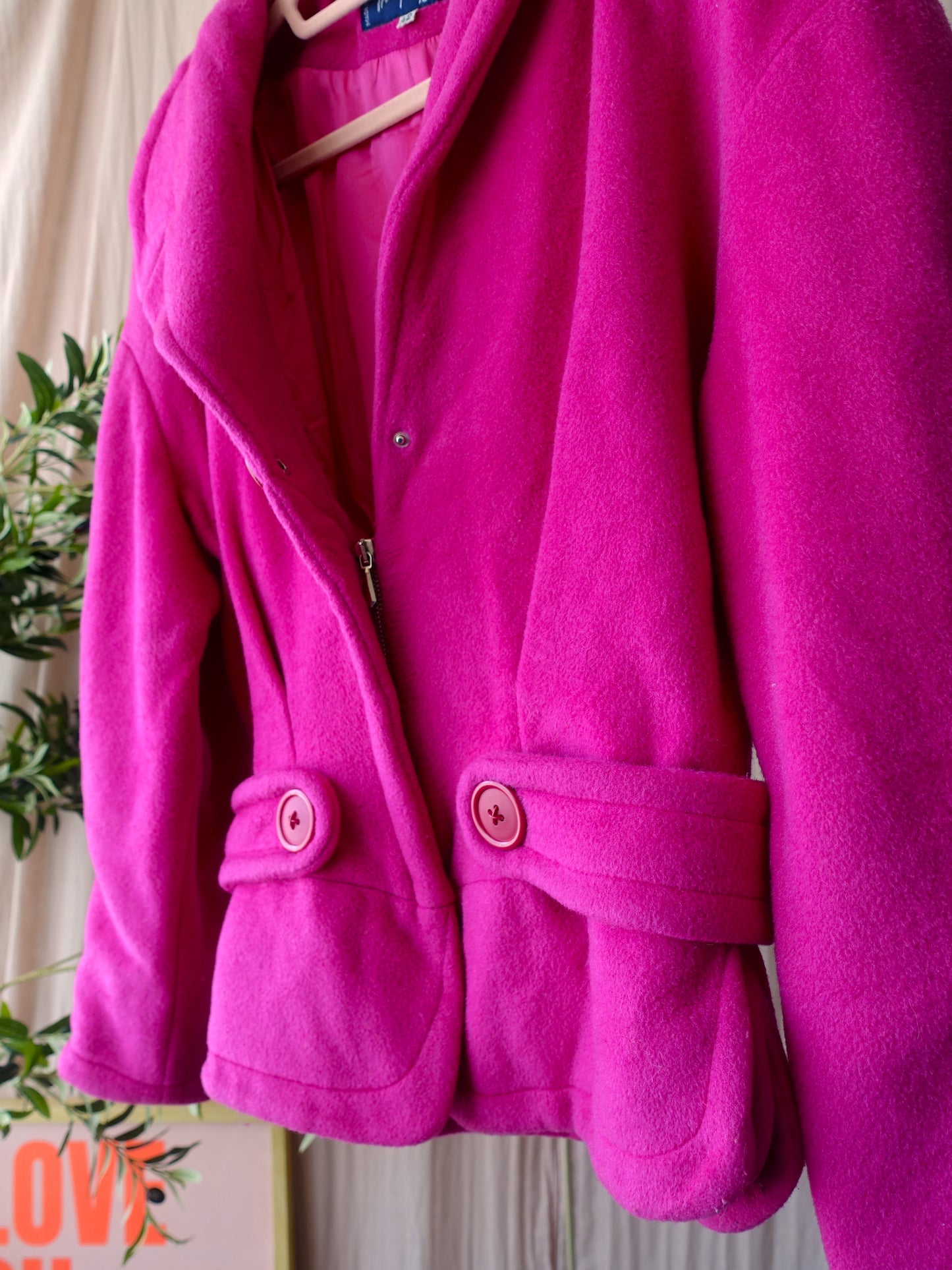 Thierry Mugler vintage wool coat fuchsia pink