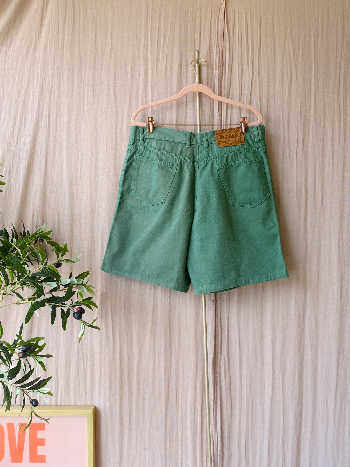Vintage Paninari high waist bermuda jorts basil green