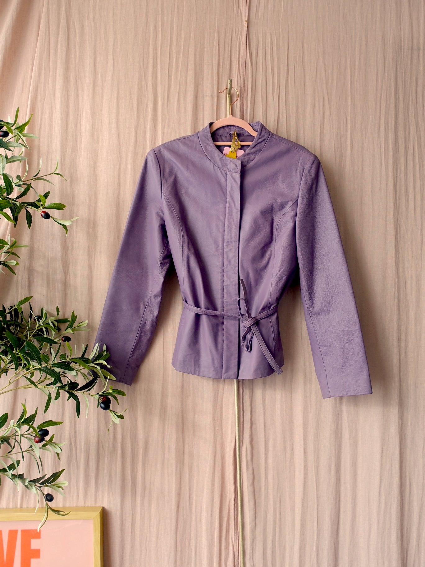 Vintage unique leather jacket mauve mist