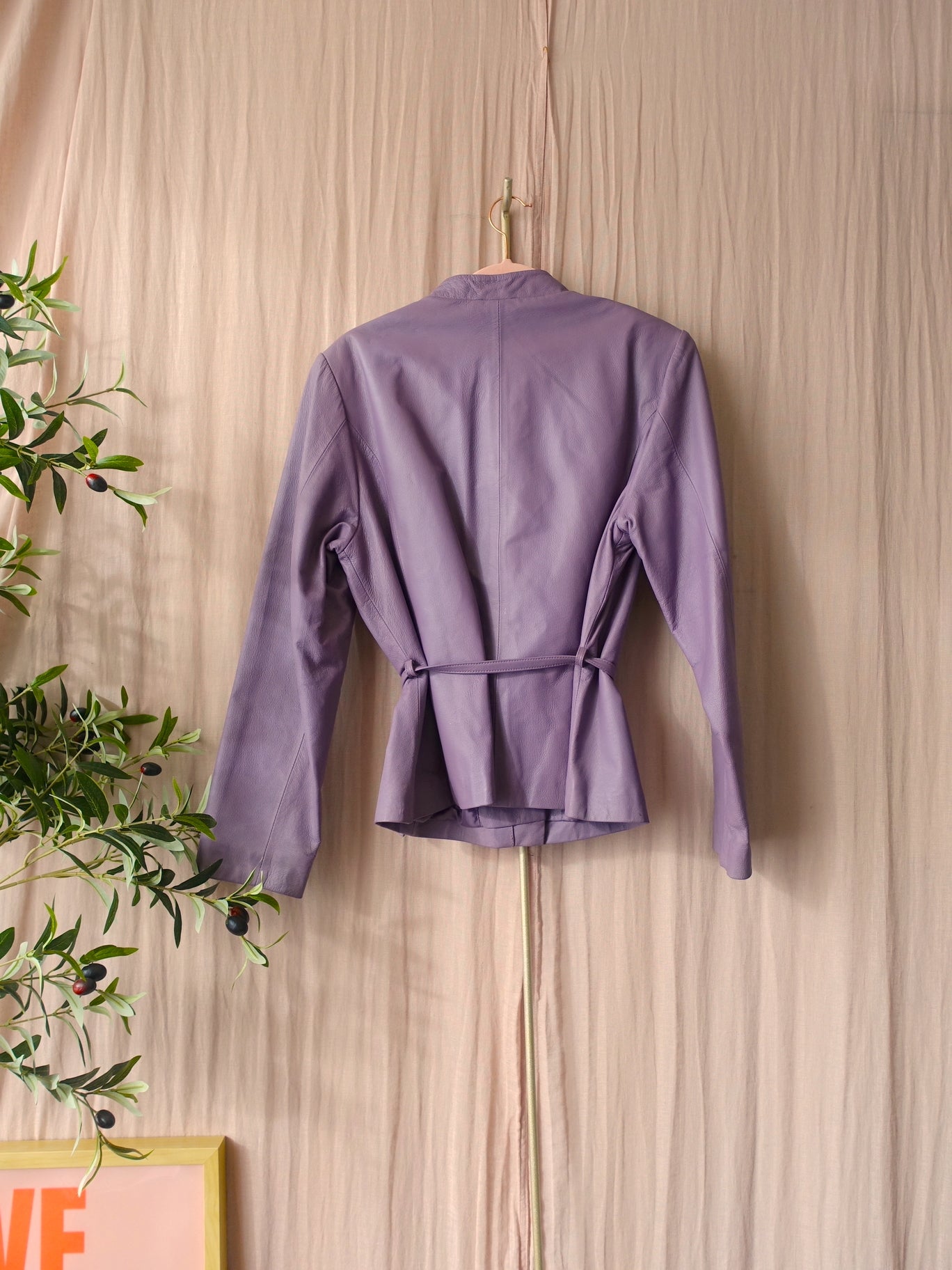 Vintage unique leather jacket mauve mist