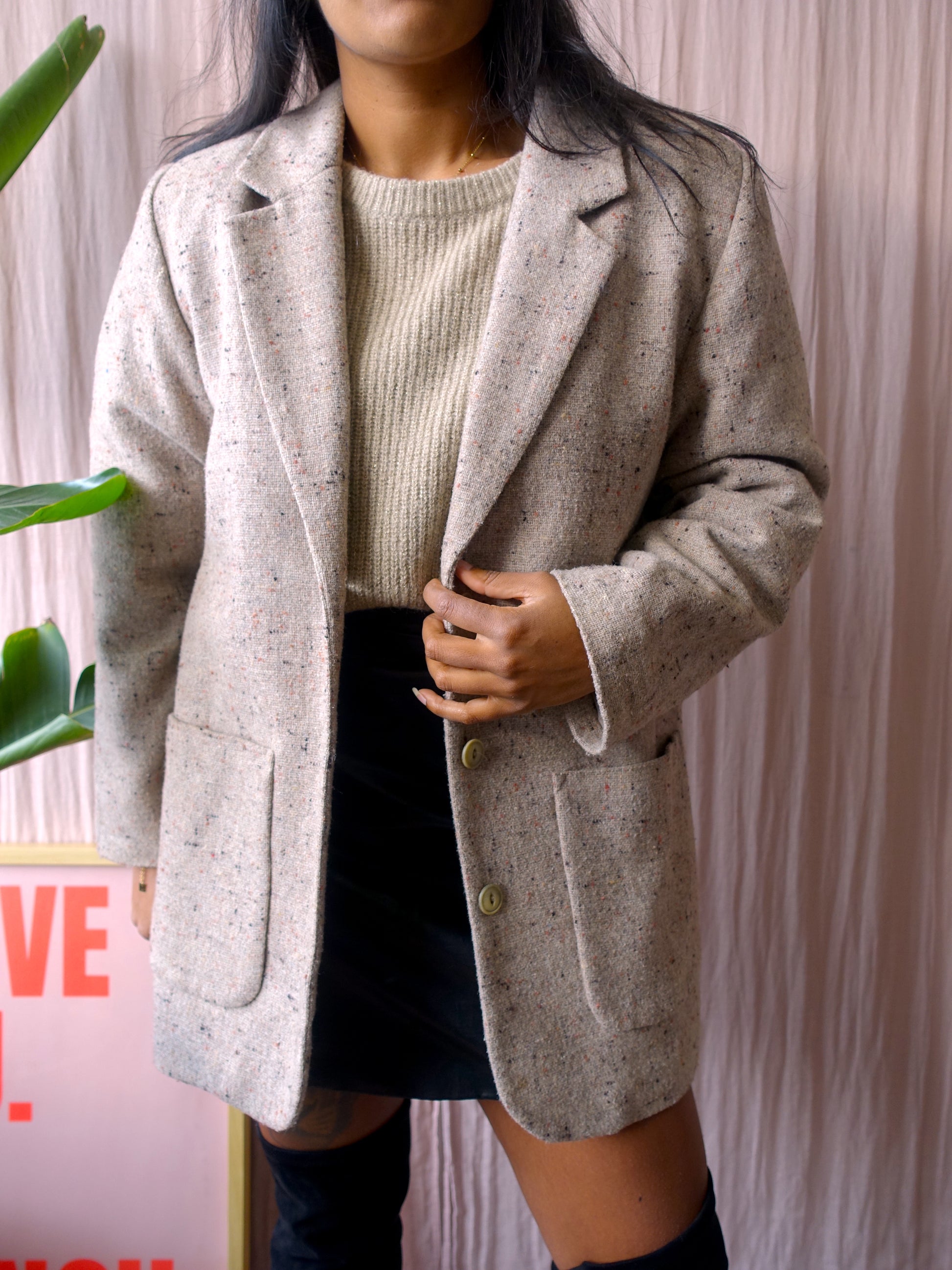 Beige shop wool blazer