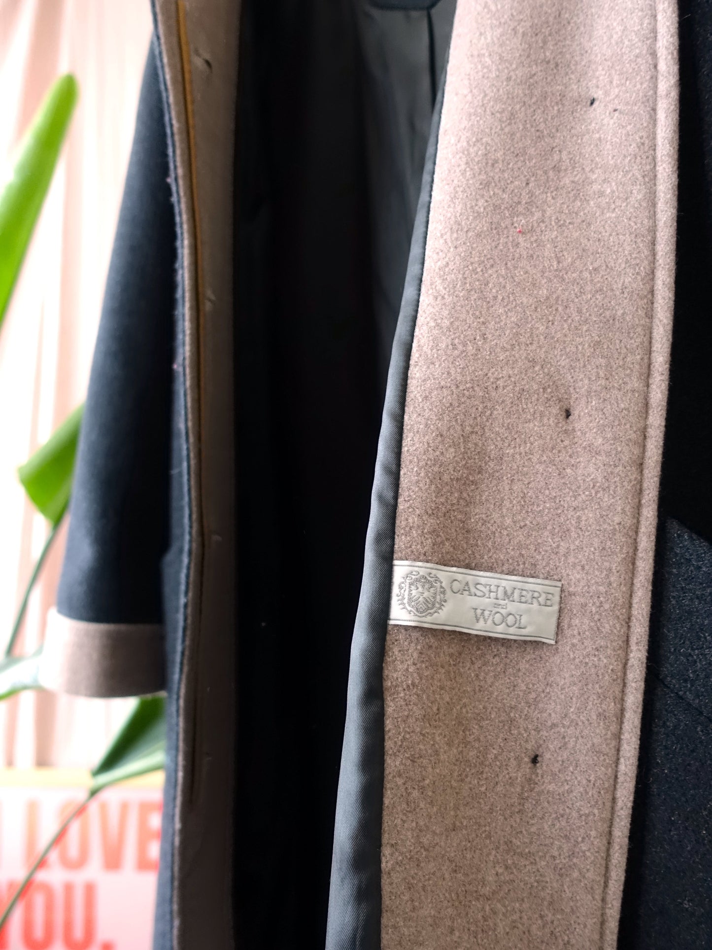Unique vintage cashmere & wool coat antraciet