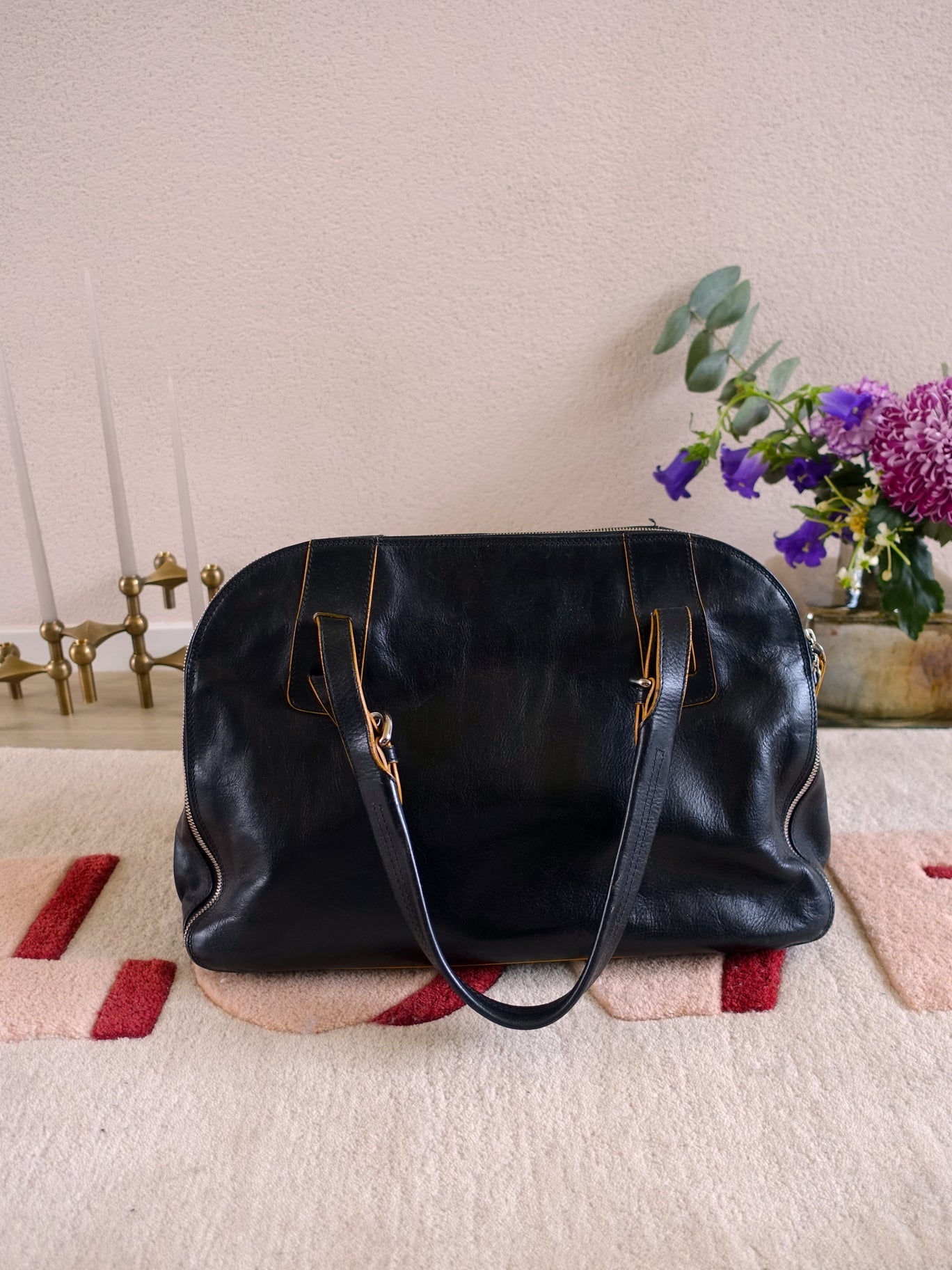 Furla exclusive & original vintage leather hobo bag zwart
