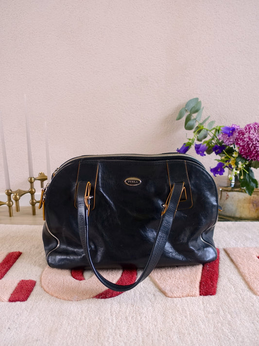 Furla exclusive & original vintage leather hobo bag zwart