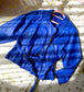 Vintage Parisian leather biker jacket kobalt