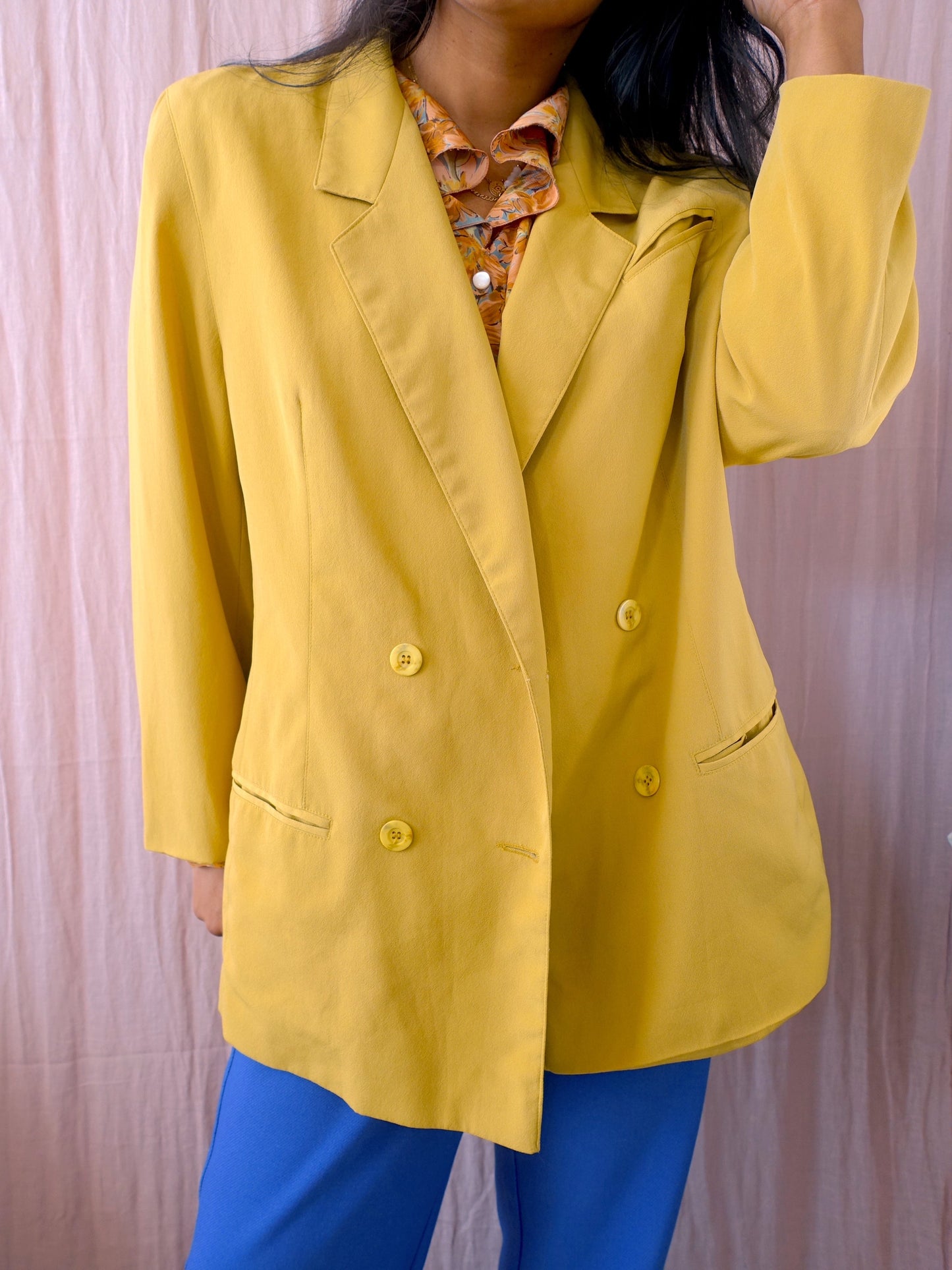 Vintage straight fit blazer golden yellow