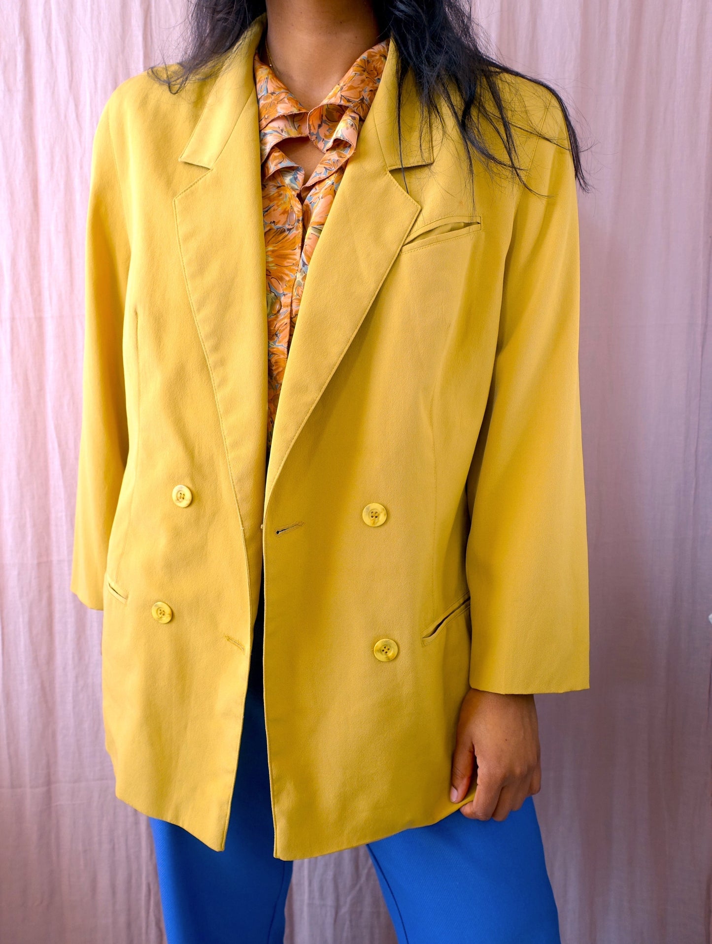 Vintage straight fit blazer golden yellow