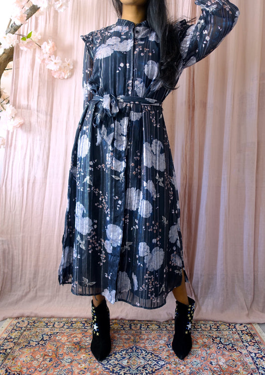 Floral bohemian maxi jurk lurex