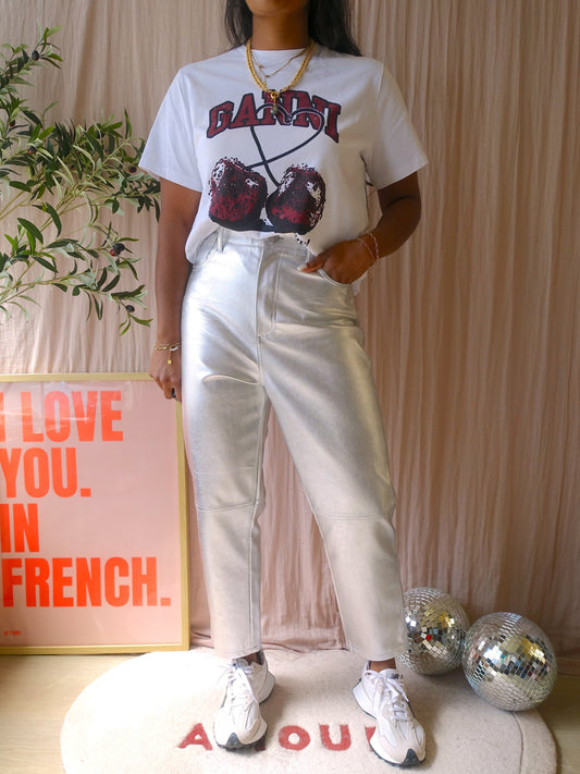 Josh V casey high rise girlfriend pants silver