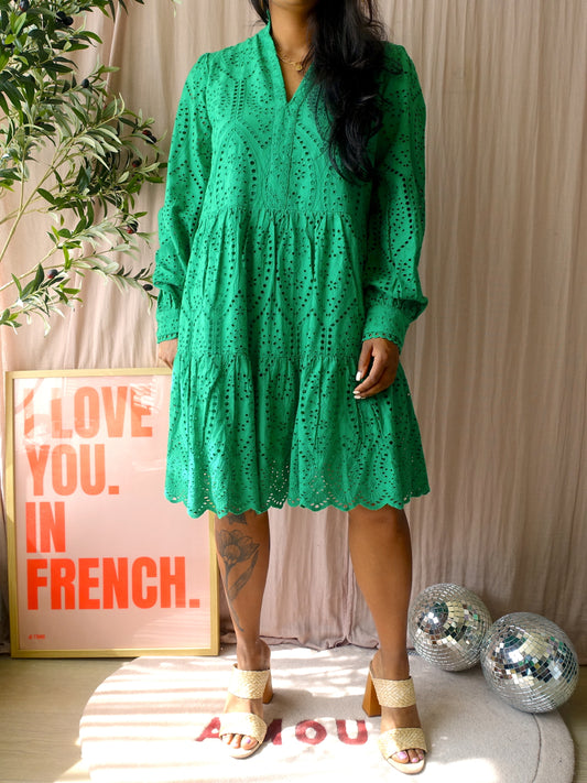 Y.A.S. yasholi broderie anglaise jurk jelly bean