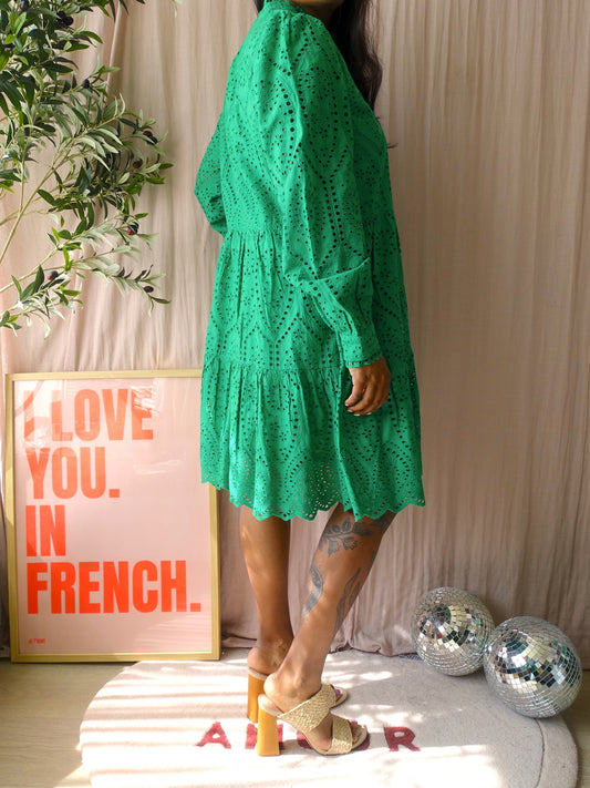 Y.A.S. yasholi broderie anglaise jurk jelly bean