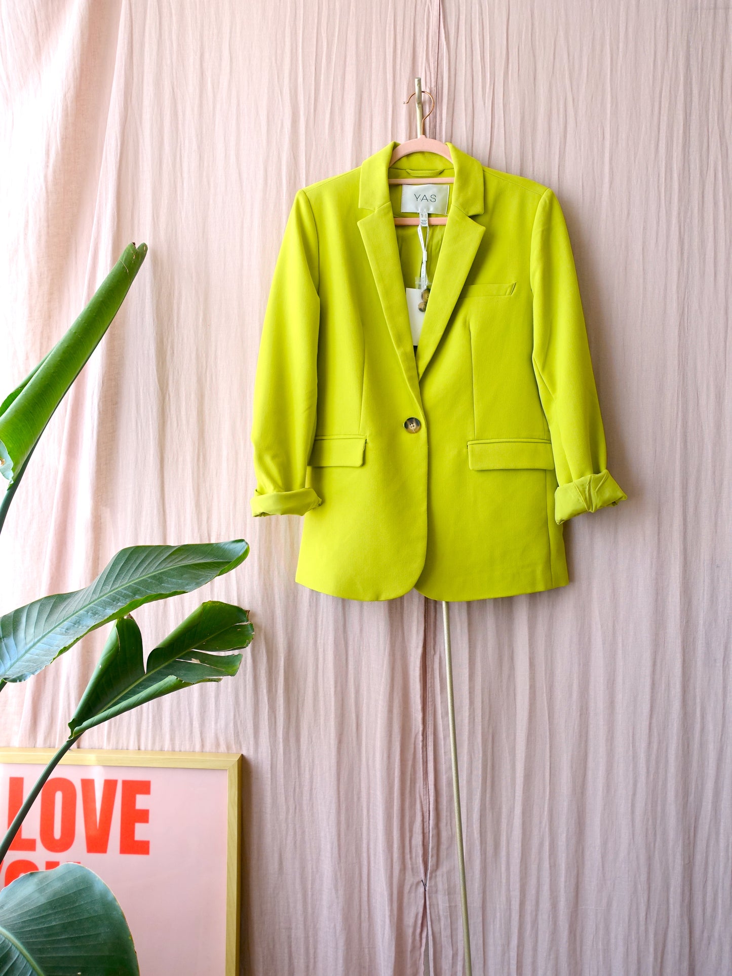 Y.A.S straight fit blazer apple green