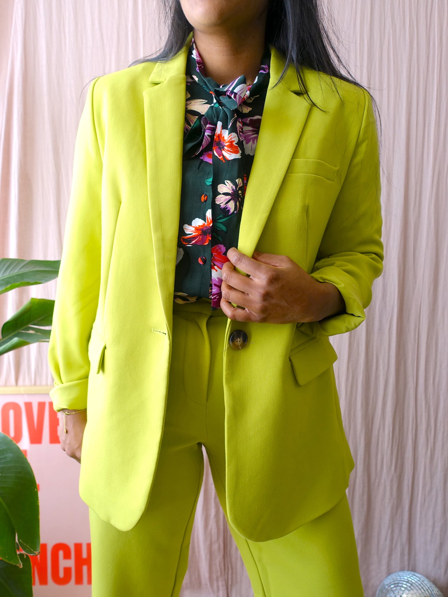 Y.A.S straight fit blazer apple green