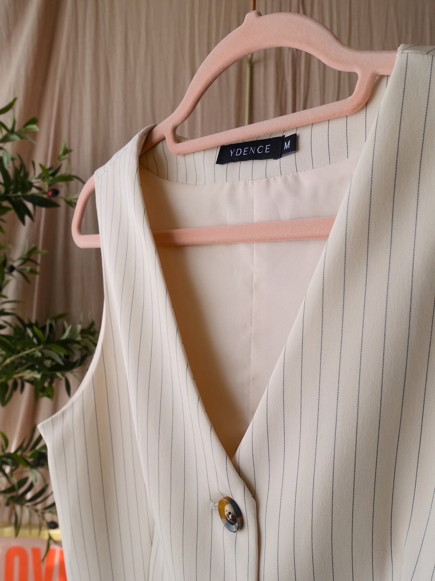 Ydence nadine pinstripe gilet ecru