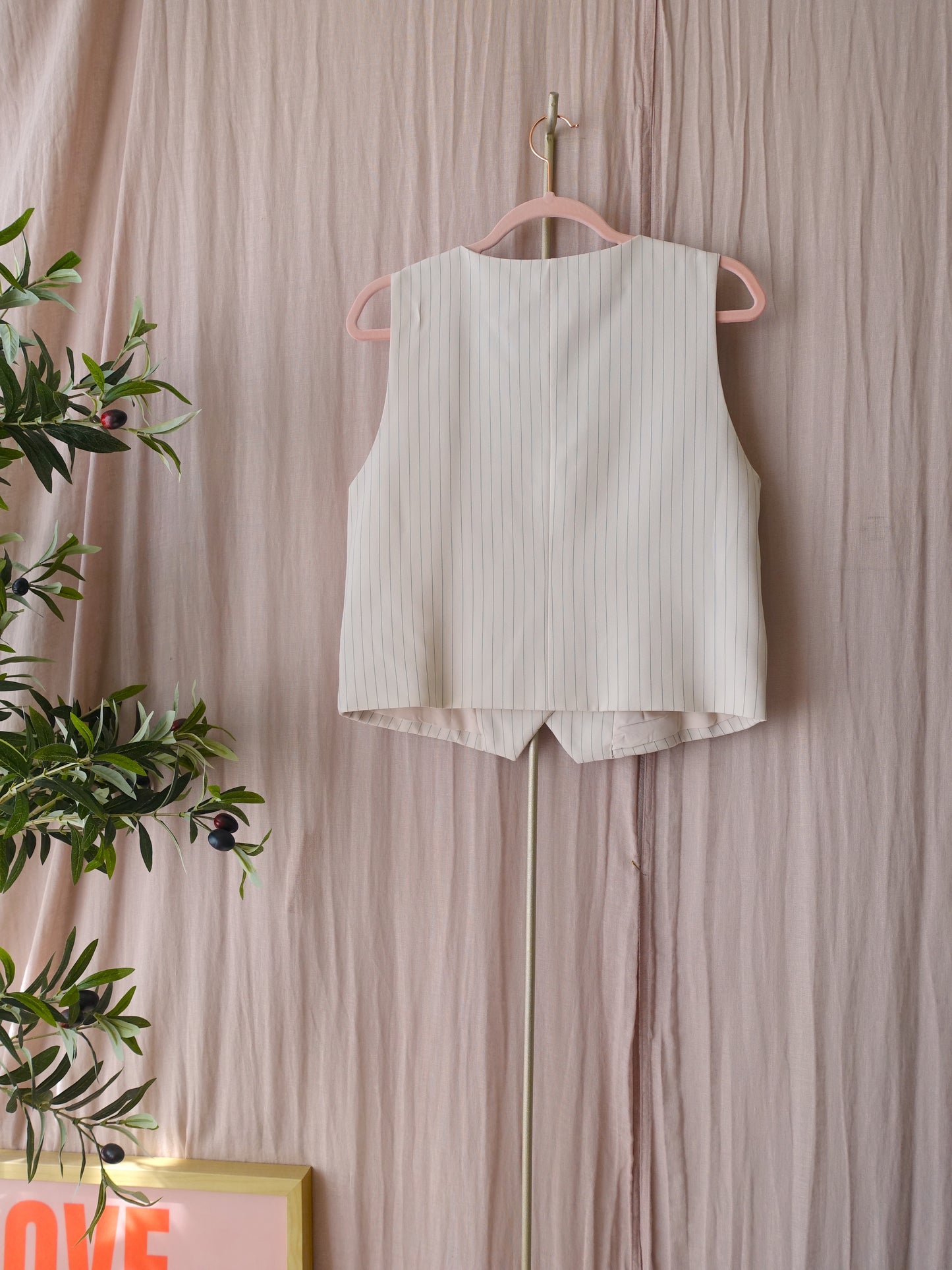 Ydence nadine pinstripe gilet ecru