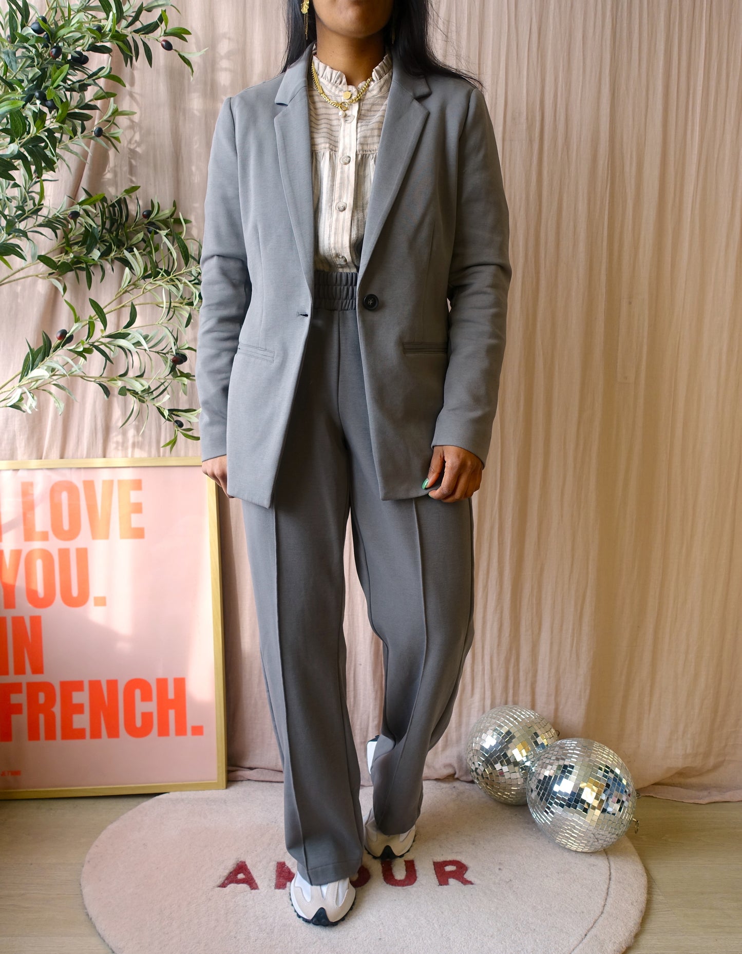 YAYA co-ord suit (blazer + broek) smoke grey