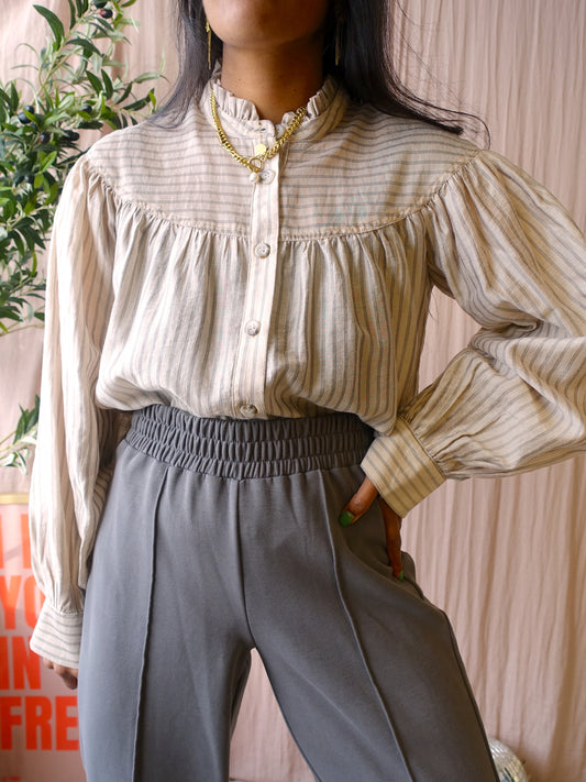 MbyM pinstripe ruches top malakai ecru