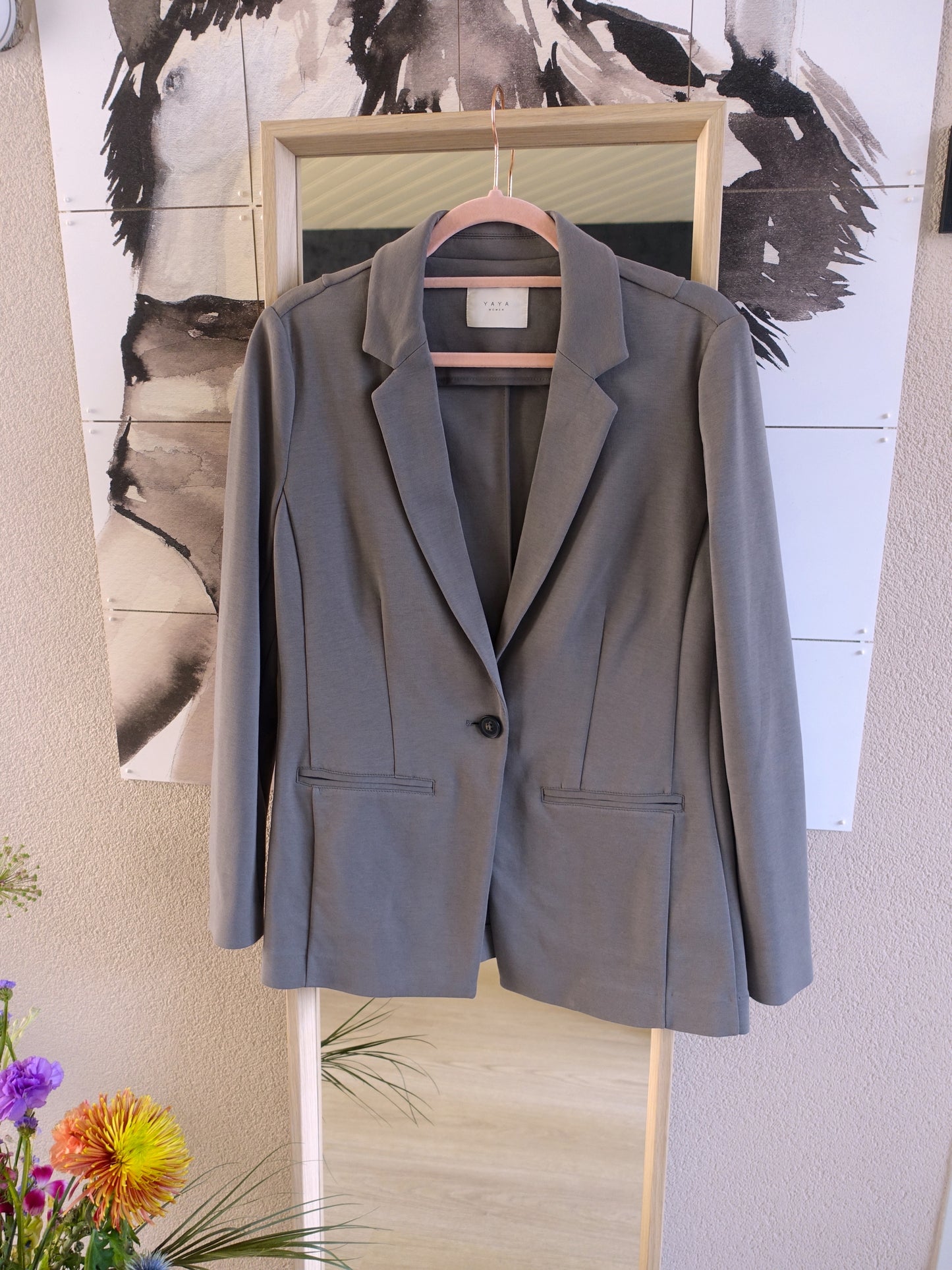 YAYA co-ord suit (blazer + broek) smoke grey