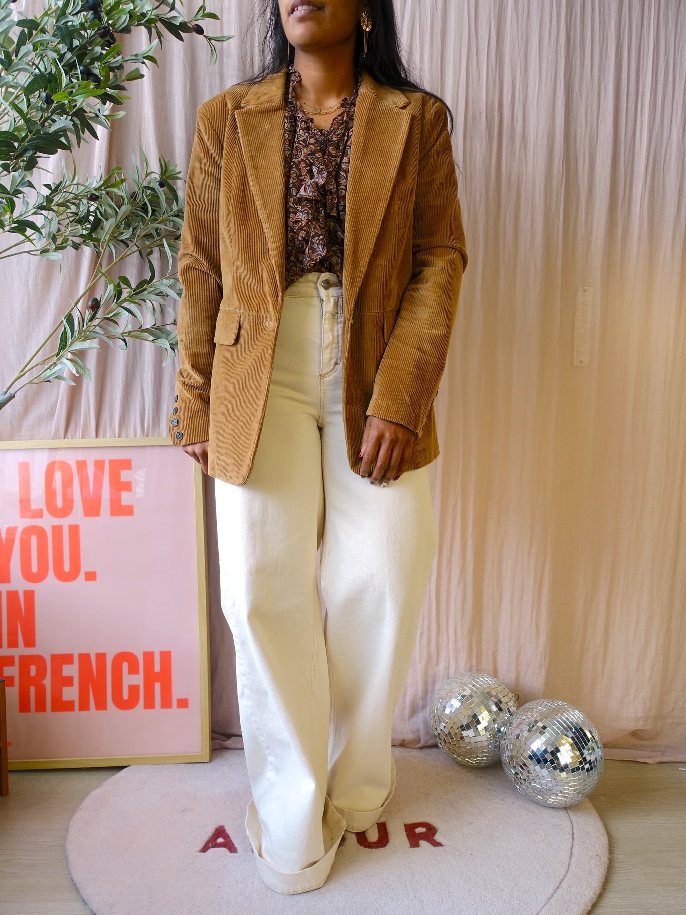 Yaya ribcord blazer caramel crunch