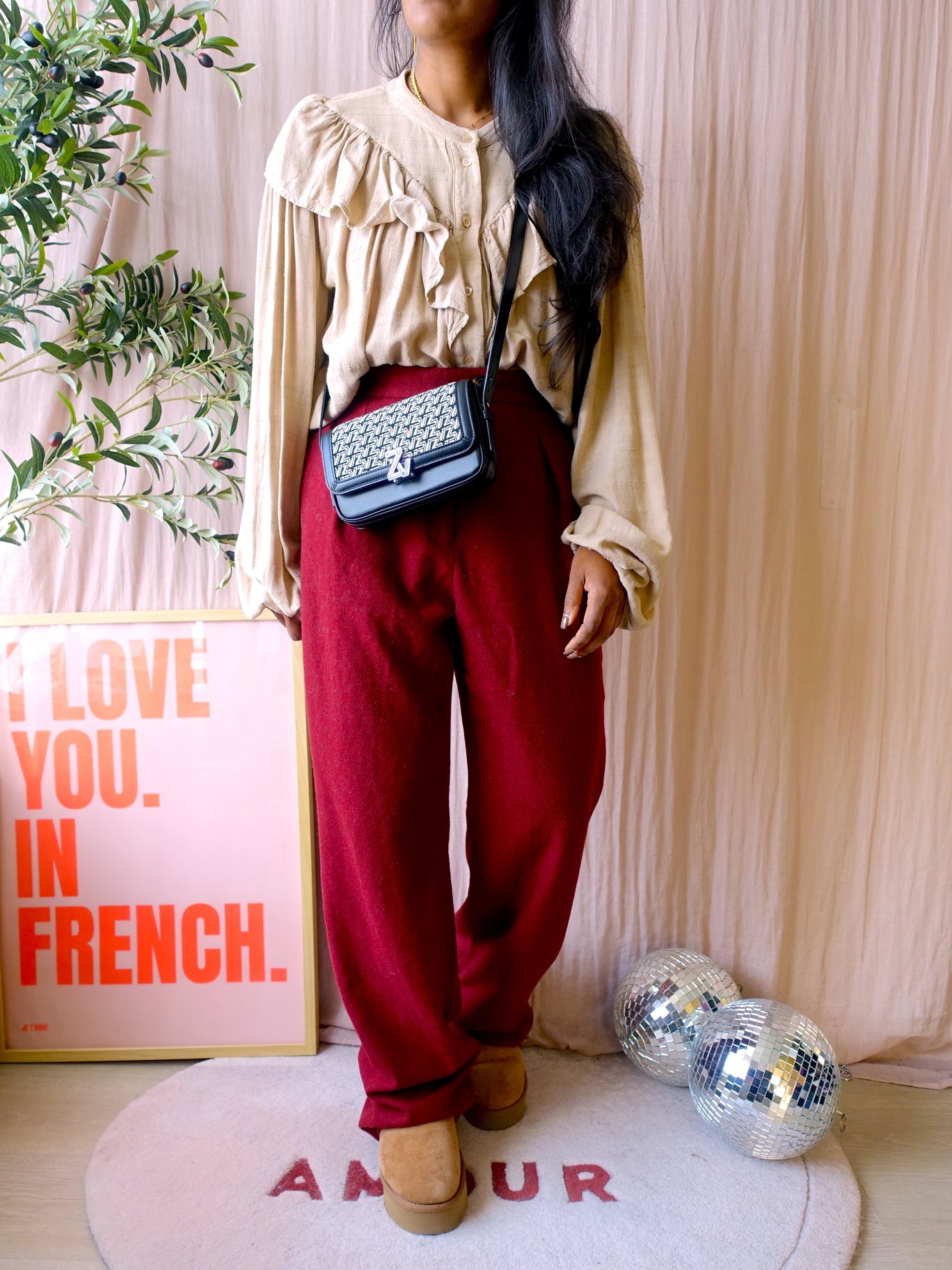 Zadig & Voltaire Le Initiale mini crossbody jacquard leather