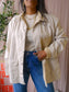 Zara two-tone denim shacket latte beige