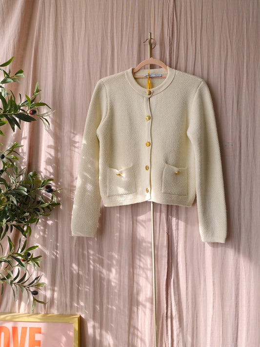 Zara preloved knitted cardigan ecru / gold